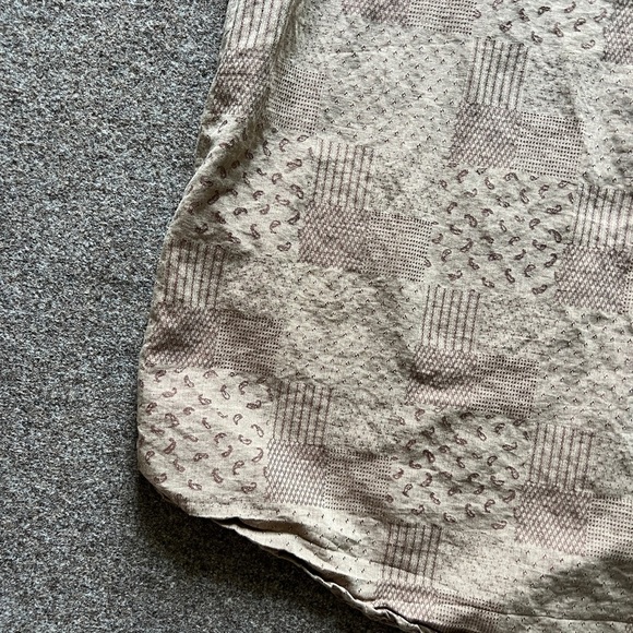 Tasso Elba Brown Tan Paisley Patchwork Short Sleeve Button Shirt Linen Blend XXL - Picture 4 of 10